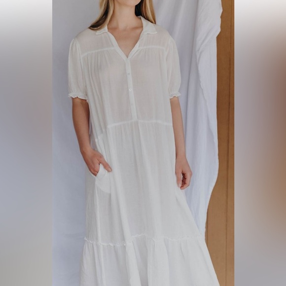 Esby Apparel Pippa White Cotton Gauze Dress Size Medium - Picture 2 of 8